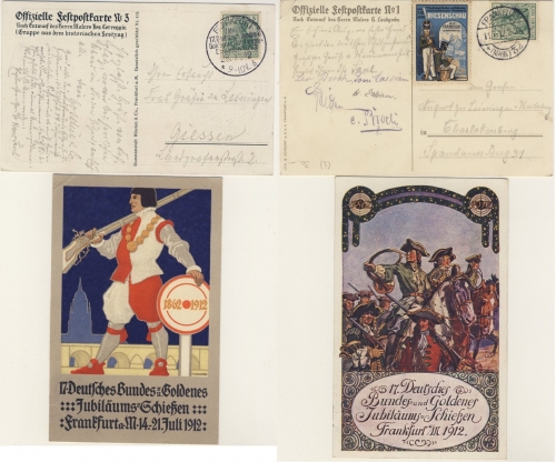 DR - 17. Dt. Bundes u. Goldenes Jub.Schießen Frankfurt a.M. 1912, 2 Sonderkarten