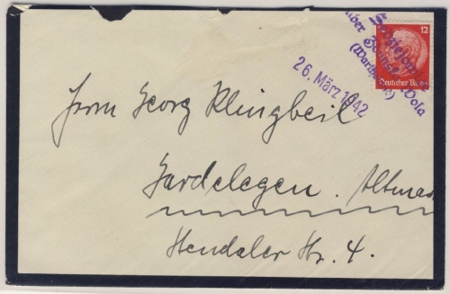 DR - Sedziejowice über Zdunska Wola (Wartheland) Aushilfs-L3 Brief 1942
