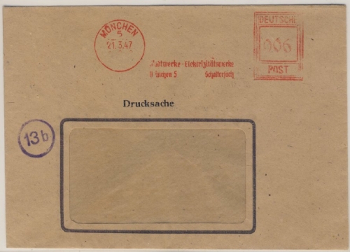 Kontrollrat - 6 Pfg. AFS Stadtwerke Elektrizitätswerke Drucksachenbf. München