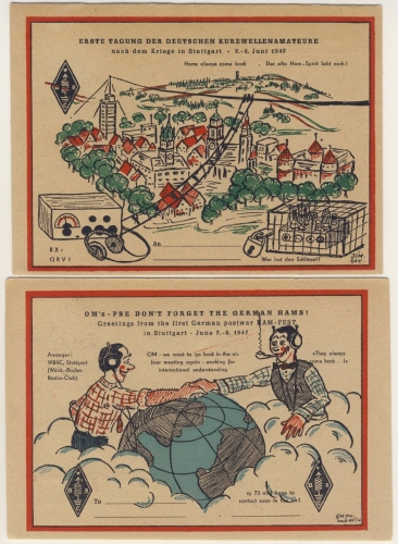 Kontrollrat - 1. Tagung d. Dt. Kurzwellenamateure Stuttgart 1947 2 Sonderkarten