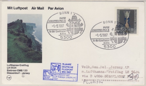 BRD - Bonn Papstbesuch 1987 SST Zuleitung Lufthansa Erstflug Düsseldorf - Jersey