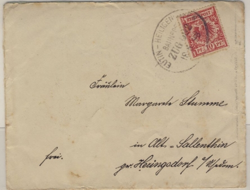 DR - Bahnpost Eutin - Heiligenhafen, Zug 682(?), 1898, Brief n. Alt-Sallenthin
