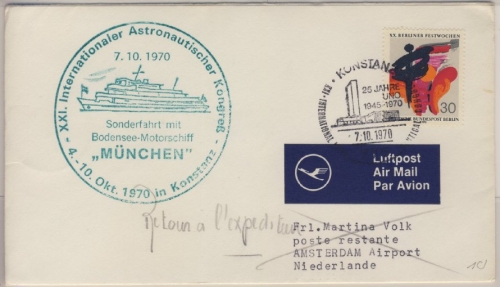 BRD - Bodensee Schiffspost MS München Sonderfahrt SST Konstanz 1970