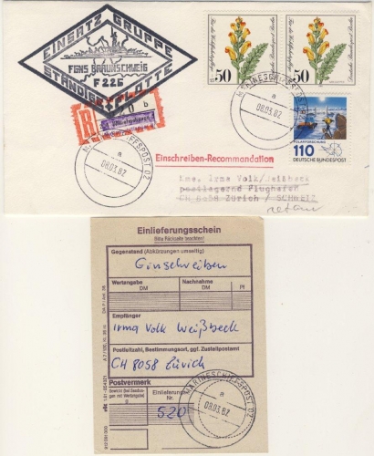 BRD - Marineschiffspost 02 Fregatte Braunschweig (F225) i.d. SCHWEIZ 1982