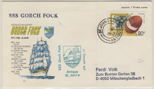 BRD/Antigua&Barbuda - Schulschiff Deutschland 47. AAR, DrucksBrief St. Johns