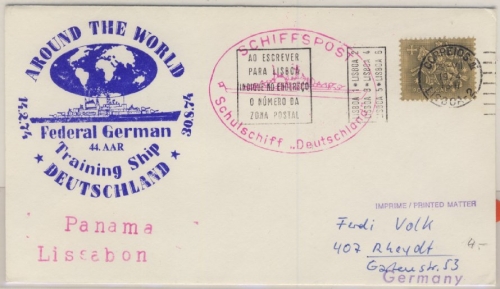 BRD/Portugal - Schulschiff Deutschland 44. AAR, DrucksBrief Lisboa - Rheydt 1974