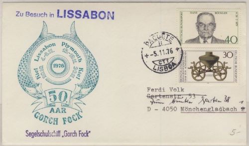 BRD - Segelschulschiff Gorch Fock 50. AAR, Brief Paquebot Lisboa 1976
