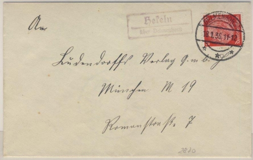 DR - Hekeln über Delmenhorst, Landpoststellen-Ra2 a. Karte bzw. Brief 1936/1939
