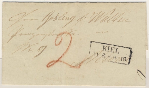 Schleswig-Holstein - Kiel (1853), Ra2 a. Portobrief n. Altona - ohne Inhalt