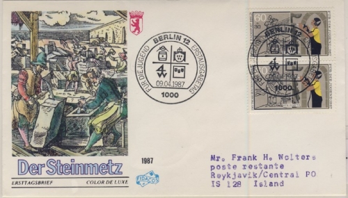 Berlin - 2x60 Pfg. Jugend/Handwerksberufe, Schmuck-FDC + ESST n. ISLAND 1987