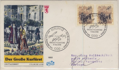 Berlin - 2x50 Pfg. 300. Todestag Gr. Kurfürst, Schmuck-FDC n. GRIECHENLAND 1988