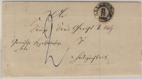 Thurn & Taxis - Allendorf 21/10. 1858 Empfangsbestätigung n. Heiligenstadt