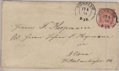 NDP - 1 Gr. GA-Umschlag, K2 Tönning - Altona 1870 - ohne Inhalt