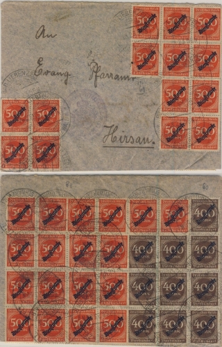 DR-Infla - 32x500+10x400 M. Ziffer/Überdruck, Brief Bad Liebenzell - Hirsau 1923