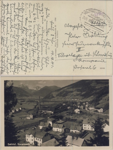 DR - Bahnpost Selzthal-Bischofshofen, Zug 917, Karte Selzthal - Schwiebus 1941