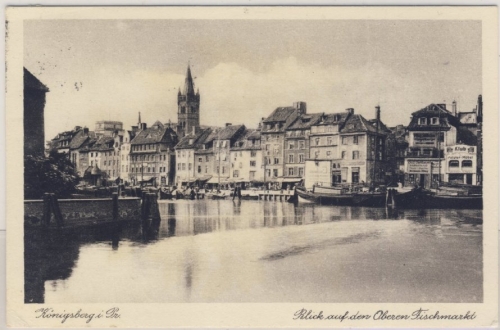 DR - Königsberg i.Pr., Blick a.d. Oberen Fischmarkt, sw-AK gelaufen n. Gauting