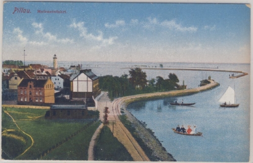 DR - Pillau Ostpreussen, Hafeneinfahrt - Farbansicht, ungelaufen ca. 1910