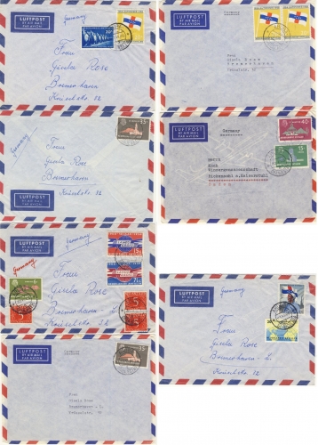 Dutch colonies - Antillen 7 Luftpostbriefe ex 1959/1961 Aruba - Bremerhaven