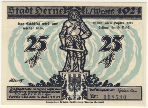 Herne i. Westfalen - Notgeld, 25 Pfg. 1921, bankfrisch