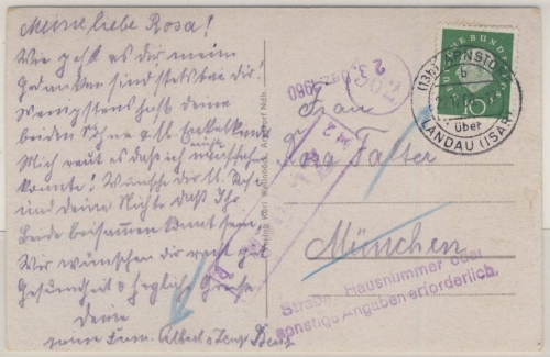 BRD - (13b) Arnstorf über Landau (Isar), Postst.-I-Stpl. a. Karte n. München