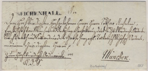 Bayern - Reichenhall 1828, L1 a. Bischofsbrief (Lothar Anselm) n. München