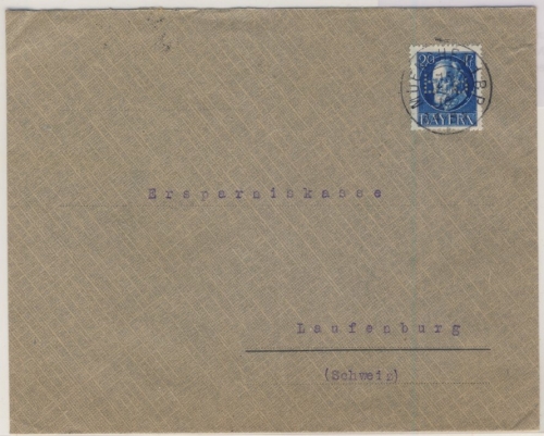 Bayern - 20 Pfg. Ludwig, Perfin "B.B.", Zensurbrief i.d.SCHWEIZ, München -