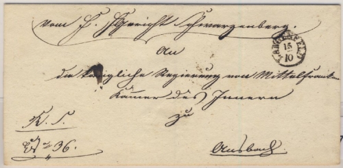 Bayern - Langenfeld, Fingerhut-Stpl. a. Dienstbrief (ca. 1840) v. Schwarzenberg