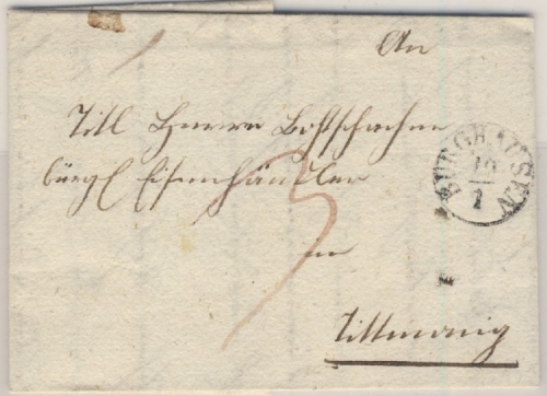 Bayern - Burghausen 1846, Fingerhut-Stpl. a. Portobrief n. Tittmoning