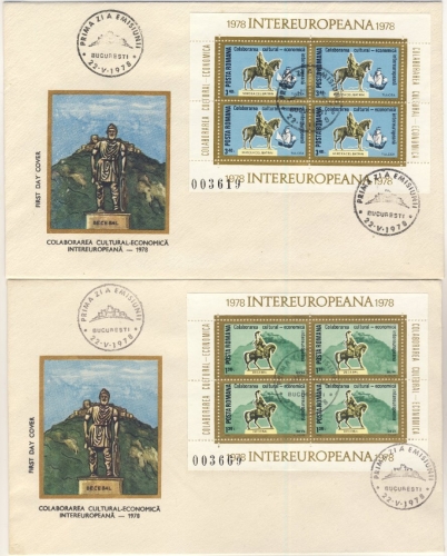 Rumänien - INTEREUROPA 1978, 2 Blockausgaben, je a. Schmuck-FDC + ESST Bukarest