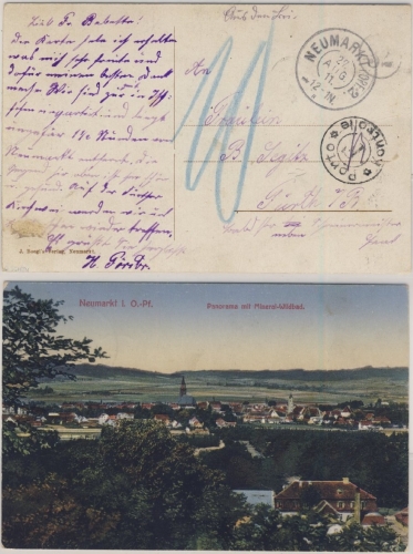 Bayern - Neumarkt (Opf) 2, 27. AUG 11, Reservestempel a. unfrank. Karte n. Fürth