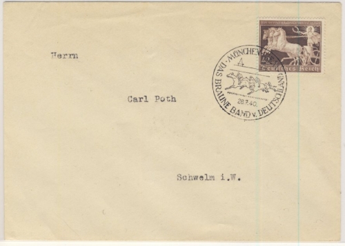 DR - 42 Pfg. Braunes Band 1940, Brief m. SST München-Riem