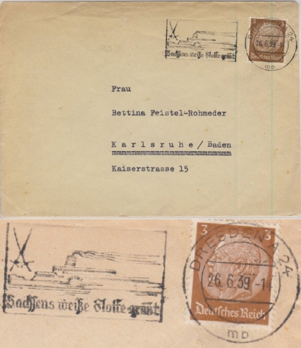 DR - Sachsens weiße Flotte grüßt Masch.werbestpl. Drucksachenbrief Dresden 1939