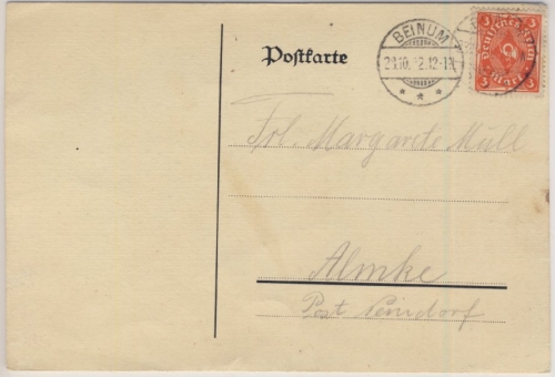 DR-Infla - 3 M. Posthorn, Karte Beinum - Almke 28.10.22