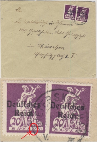 DR-Infla - 2x20 Pfg. By-Abschied/DR (1x Plattenfehler), Brief Nürnberg -