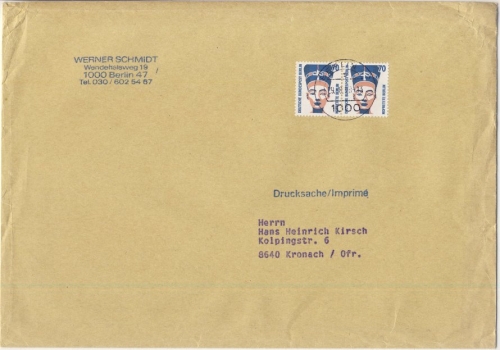 Berlin - 70 Pfg. SWK, waagr. Paar, Drucksache (4.Gew.st.) Berlin 47 - Kronach