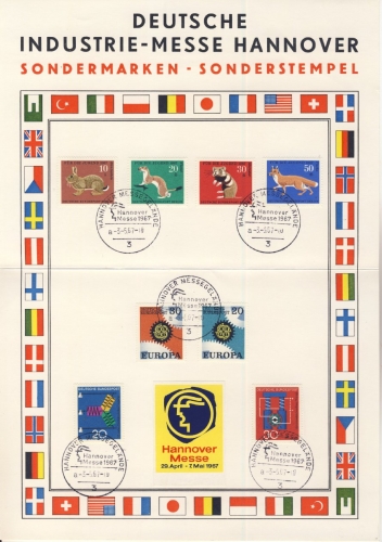BRD - Dt. Industriemesse Hannover, DIN A4 Sonderblatt m. Marken + SST 1967