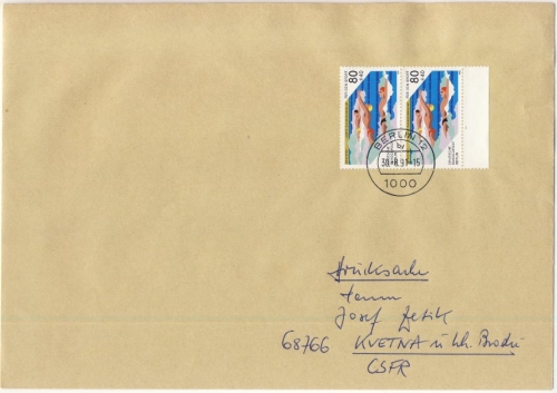 Berlin - 2x80 Pfg. Sport 1986, Drucksache (>50g) i.d. CSSR, Berlin - Kvetna 1991