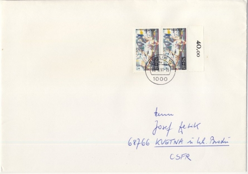 Berlin - 2x140 Pfg. Sport (Behindertensport) 1990, Brief (>50g) i.d. CSSR,