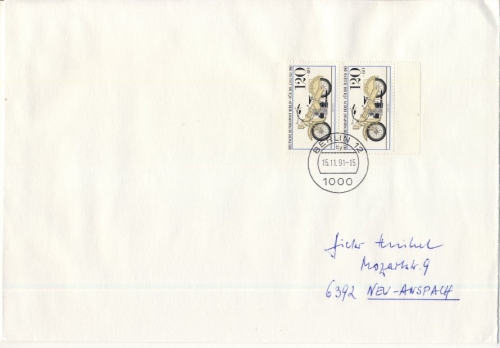 Berlin - 2x120 Pfg. Jugend/Motorrad, Brief (3.Gew.st.), Berlin -