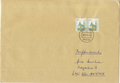 Berlin - 2x100 Pfg. SWK/oben geschnitten, Briefdrucksache (3.Gew.stufe) Berlin