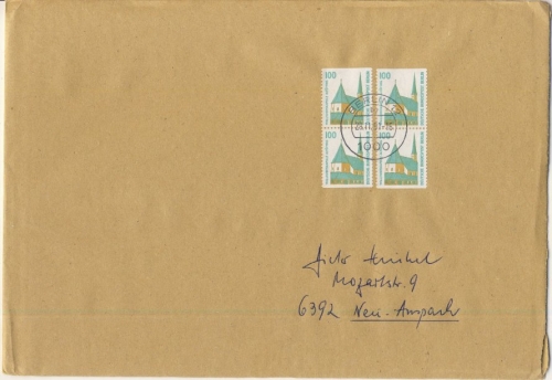 Berlin - 100 Pfg. SWK, 2xC/D-Paare, Brief (>250g) Berlin - Neu-Anspach 1991