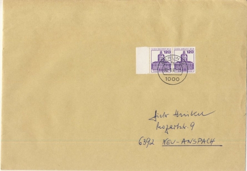 Berlin - 120 Pfg. B&S, waagr. Paar a. Brief (3.Gew.stufe) Berlin - Neu-Anspach