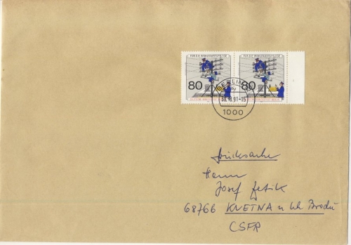 Berlin - 2x80 Pfg. Wohlfahrt/Telefonbau, Drucksache (>50g) i.d. CSSR, Berlin -