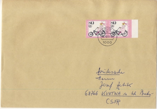 Berlin - 2x80 Pfg. Jugend/Fahrrad, Drucksache (>50g) i.d. CSSR, Berlin -