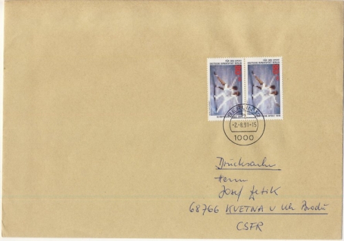 Berlin - 2x80 Pfg. Sport/Eiskunstlauf, Drucksache (>50g) i.d. CSSR, Berlin -