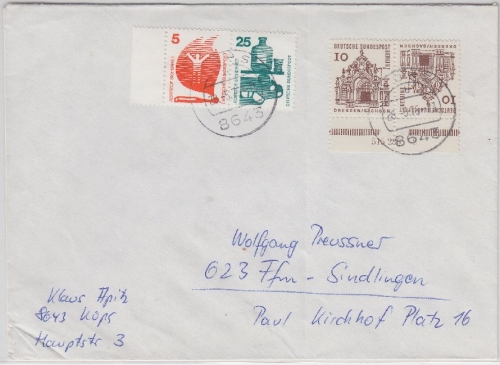 Berlin - 10/10 Pfg. Bauwerke Zusammendruck Hausauftragsnummer u.a. Brief 1975