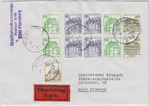 Berlin - B&S Heftchenblatt Nr. 21 u.a. Eilbrief Flensburg - Kronach 1985