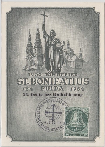 BRD - 1200 J. St. Bonifatius Fulda 76. Dt. Katholikentag Sonderkarte SST 1954
