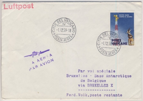 Vatikan - 60 L. Rundfunksender Santa Maria, Lupo-Brief über Brüssel n. Base ...