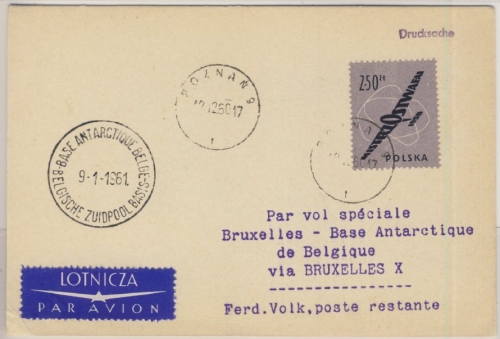 Polen - 2,50 Zl. Segelflug-Meisterschaften, Lupo-Karte Poznan - Brüssel - Base